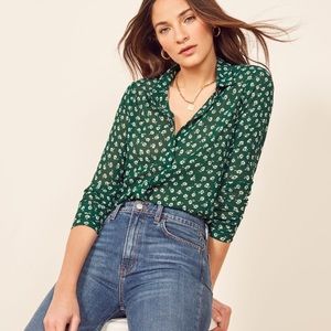 Reformation Violet Top in Chive